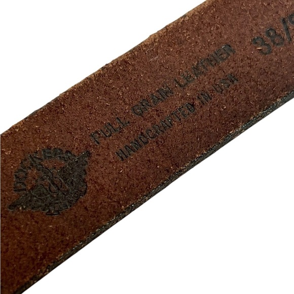 Dockers Full Grain Leather Dark Brown Classic Belt Brass Buckle Made In Italy - Picture 5 of 8